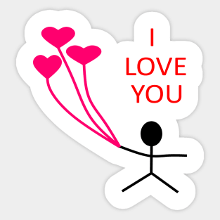 I Love You Heart Balloons Sticker